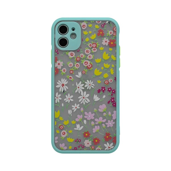 

Ditsy Floral Contrast Frame iPhone Case, Mint blue