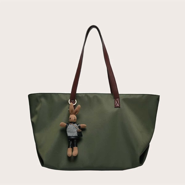 

Large Capacity Tote Bag With Bag Charm, Green