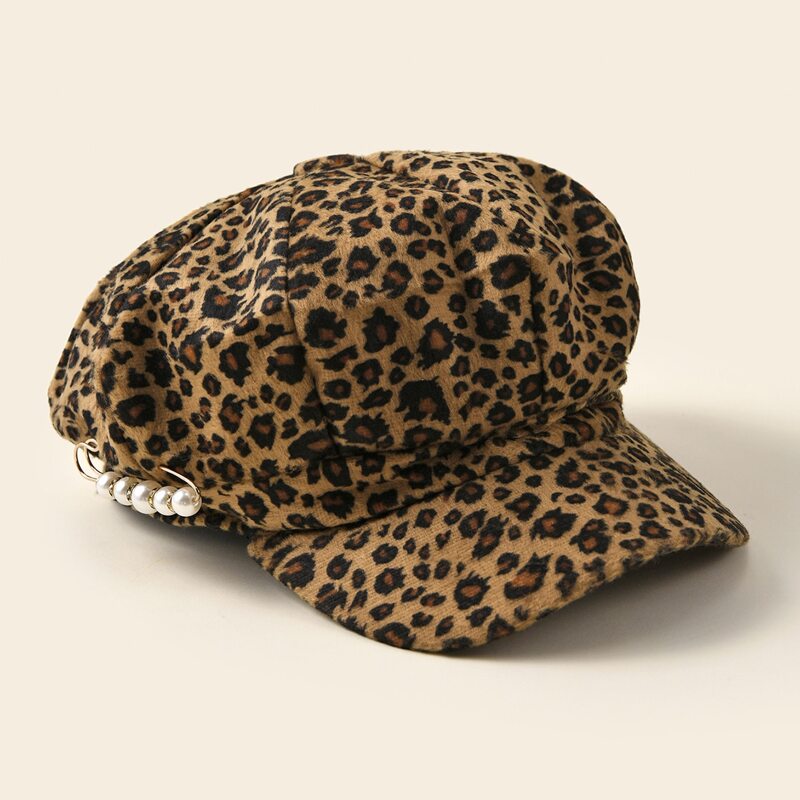 

Leopard Pattern Baker Boy Cap, Multicolor