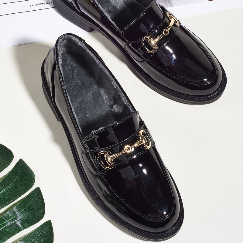 

Horsebit Decor Wide Fit Loafers, Black