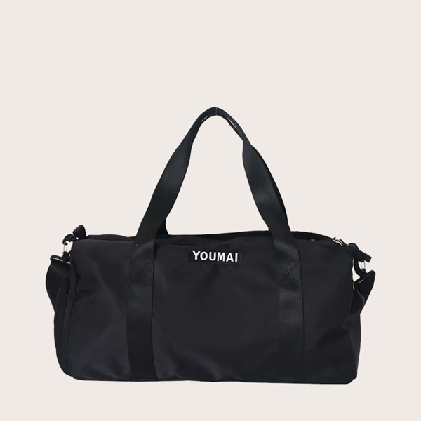 

Men Letter Graphic Travel Bag, Black
