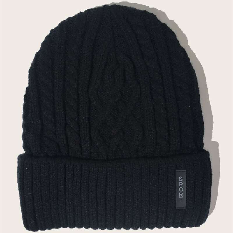 

Letter Patch Beanie, Black