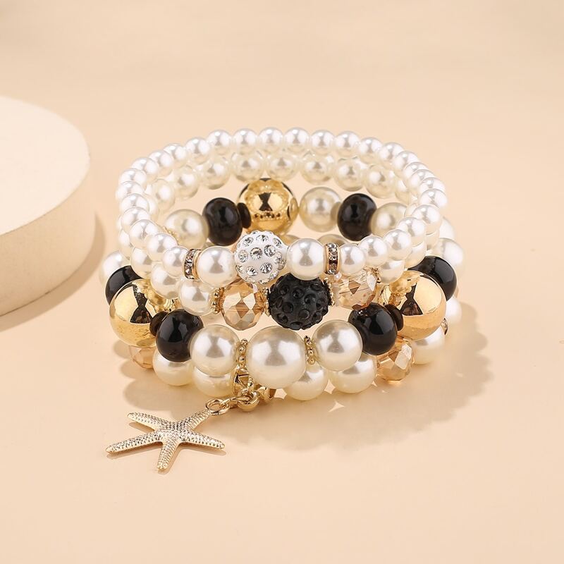 

4pcs Beaded Bracelet, Multicolor
