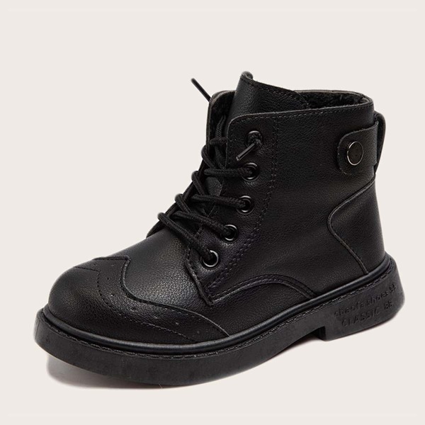 

Girls Studded Decor Combat Boots, Black