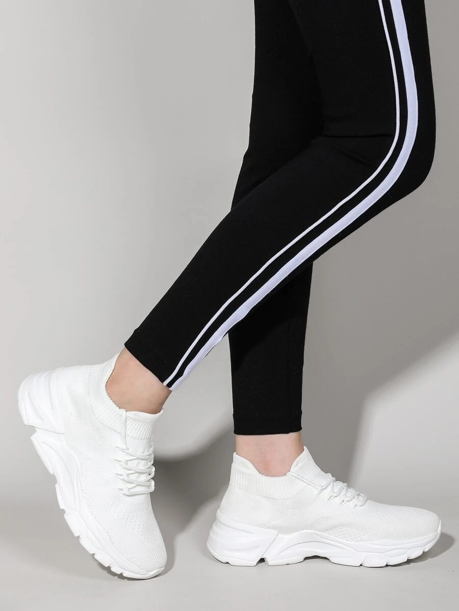 Zapatos deportivos con diseño de cordón tejidos - Blanco - Ver 1