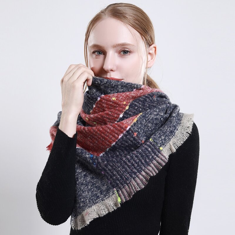 

Plaid Raw Hem Scarf, Multicolor