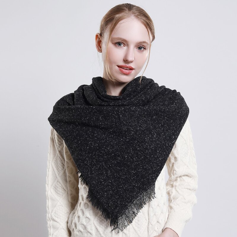 

Solid Raw Hem Scarf, Black