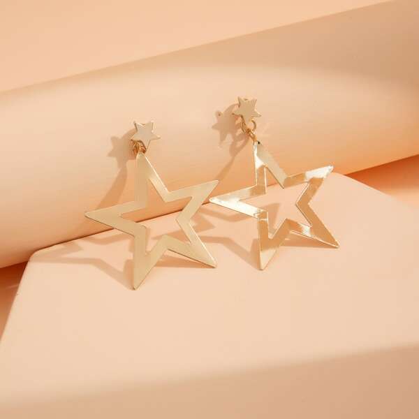

Star Design Earrings, Gold