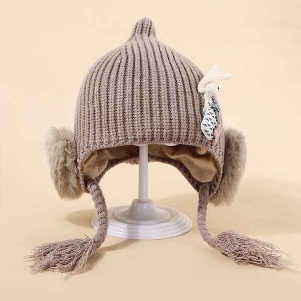 

Baby Rabbit Decor Knit Beanie, Khaki