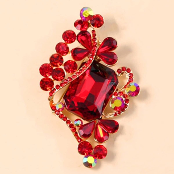 

Rhinestone Decor Brooch, Red
