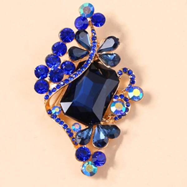 

Rhinestone Decor Brooch, Blue