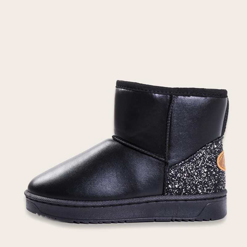 

Glitter Decor Snow Boots, Black