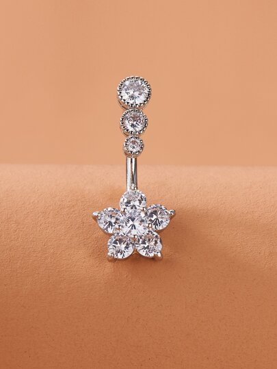 Piercing per l'ombelico da donna e uomo con decorazione di fiori e strass di rame, piercing punk, regalo di gioielli di moda per il corpo per qualsiasi occasione come San Valentino