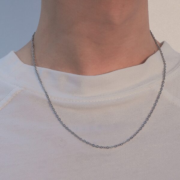 

Men Metal Necklace, Silver