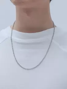 Vòng cổ kim loại nam thời trang và phổ biến bằng thép không gỉ để làm quà tặng trang sức và cho vẻ ngoài sành điệu - Bạc - Xem 1