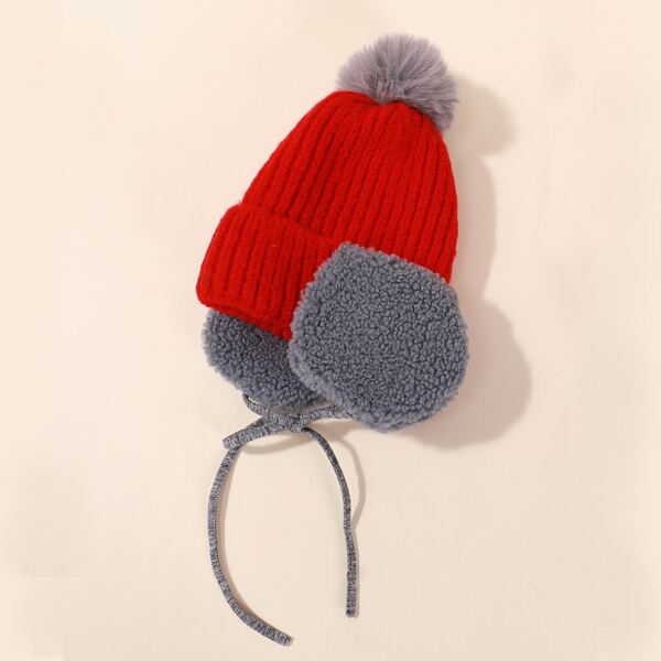 

Kids Pom Pom Decor Knit Beanie, Red