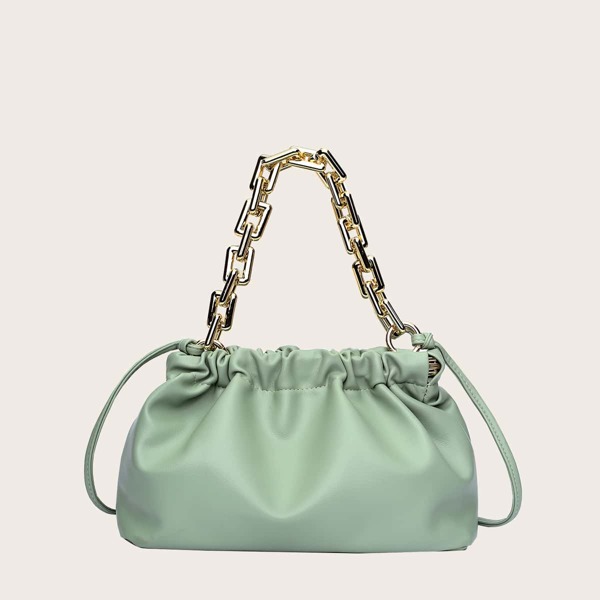 

Chain Ruched Bag, Green