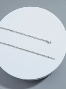 時尚流行男士金屬項鍊不銹鋼適合珠寶禮物和時尚外觀 - 銀色 - 查看 3