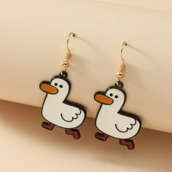 

Girls Cartoon Drop Earrings, White