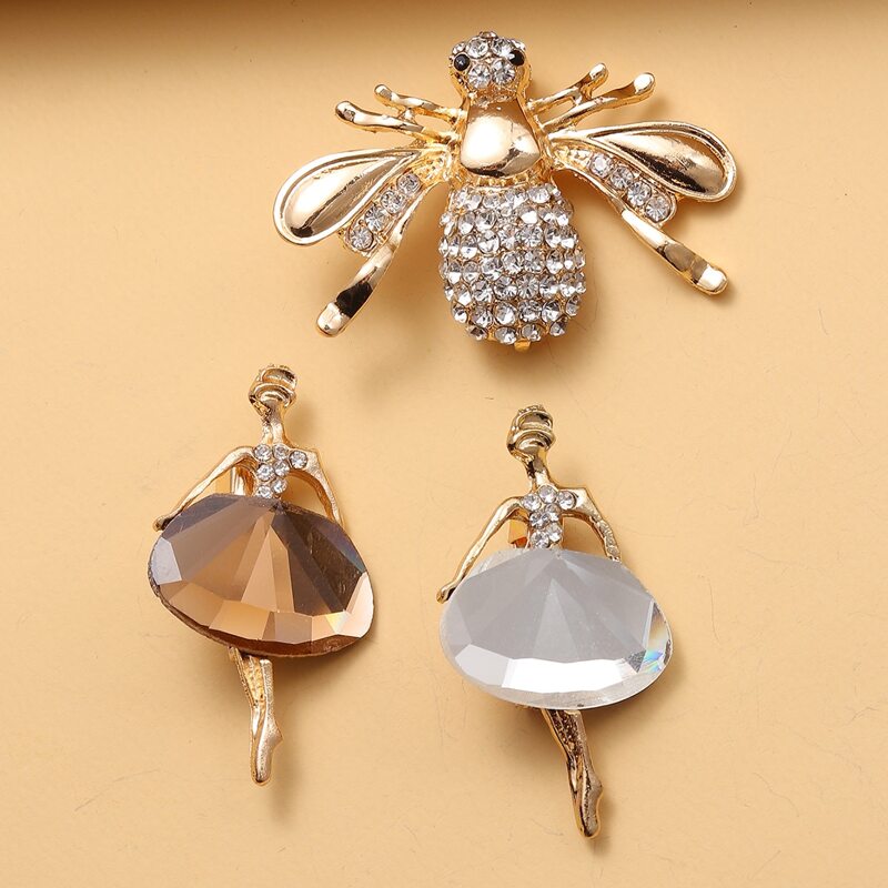 

3pcs Rhinestone Animal Design Brooch, Gold