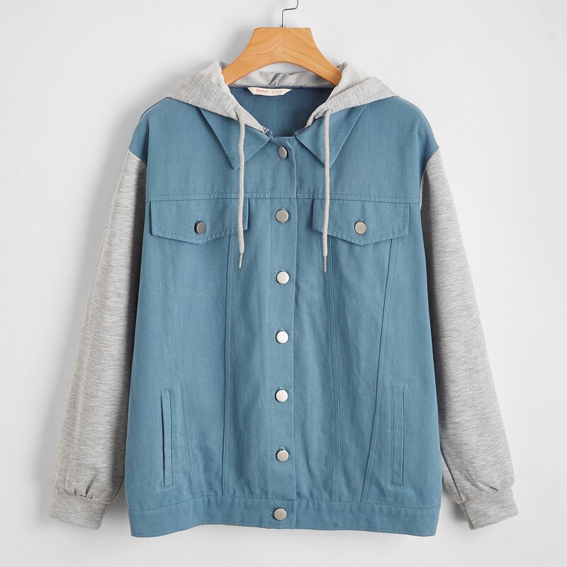

Colorblock Button Front Pocket Jacket, Multicolor