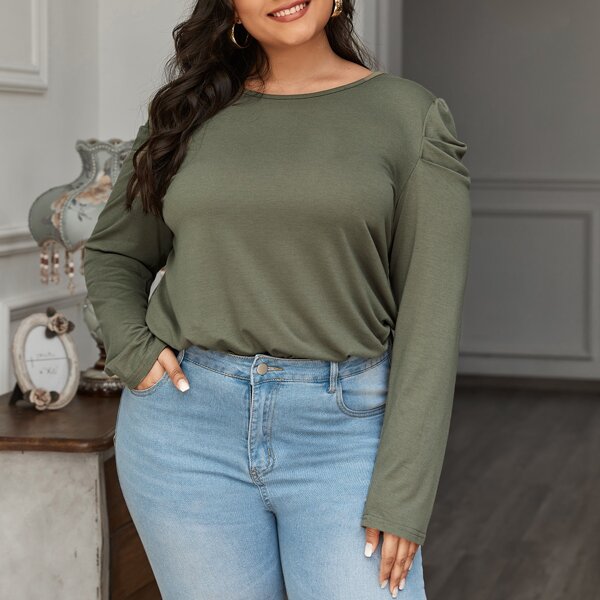 

Plus Solid Long Sleeve Tee, Army green