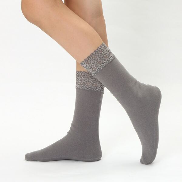 

Ruffle Hem Socks, Grey