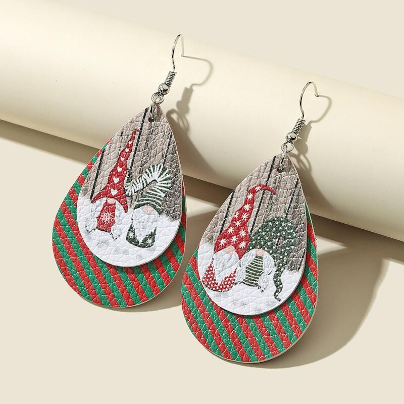 

Christmas Santa Claus Waterdrop Drop Earrings, Multicolor