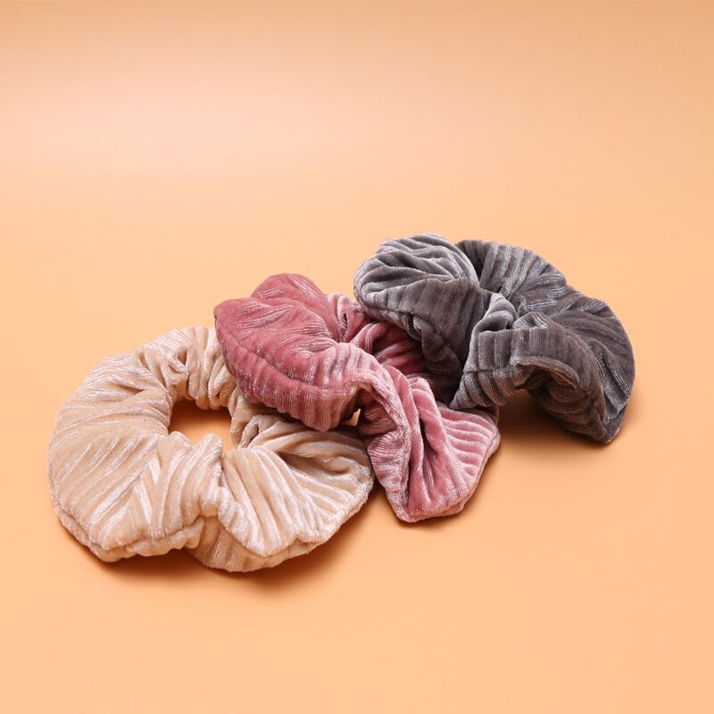 

3pcs Plain Velvet Scrunchie, Multicolor