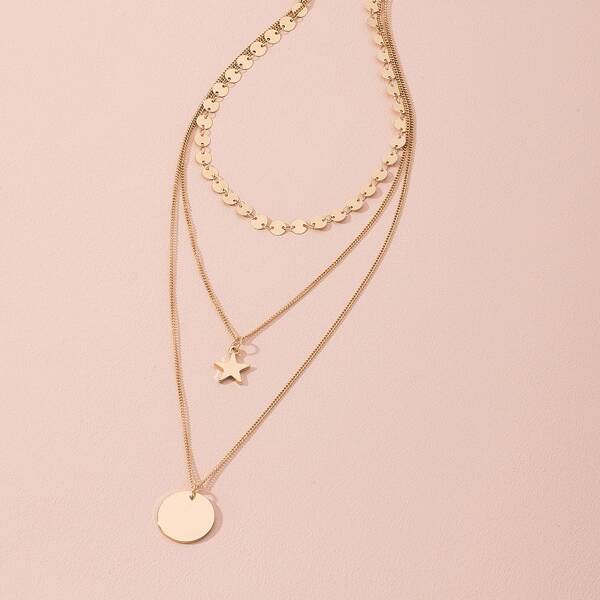 

Round Charm Layered Necklace, Gold