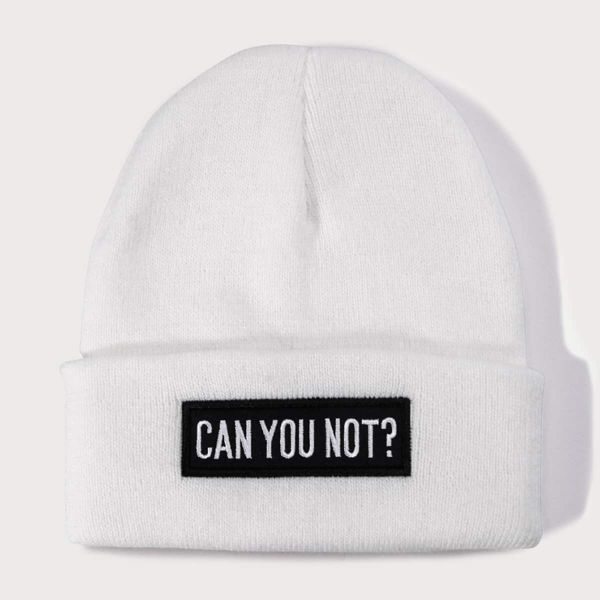

Slogan Graphic Knitted Beanie, White