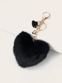 Fluffy Heart Design Keychain