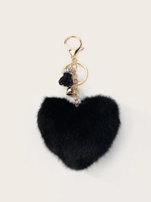 Fluffy Heart Design Keychain