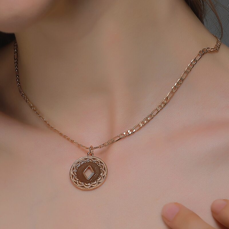 

Round Charm Necklace, Gold