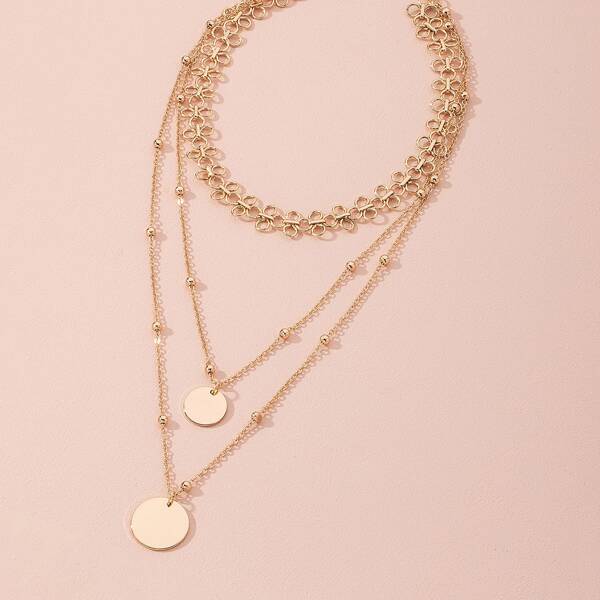 

Round Charm Layered Necklace, Gold