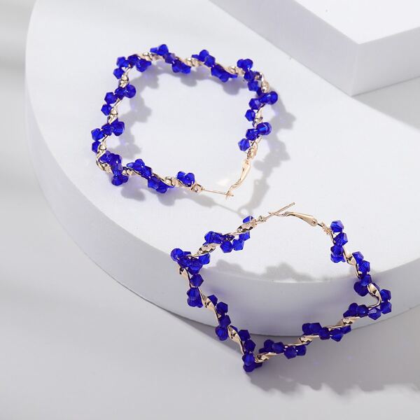 

Beaded Hoop Earrings, Blue