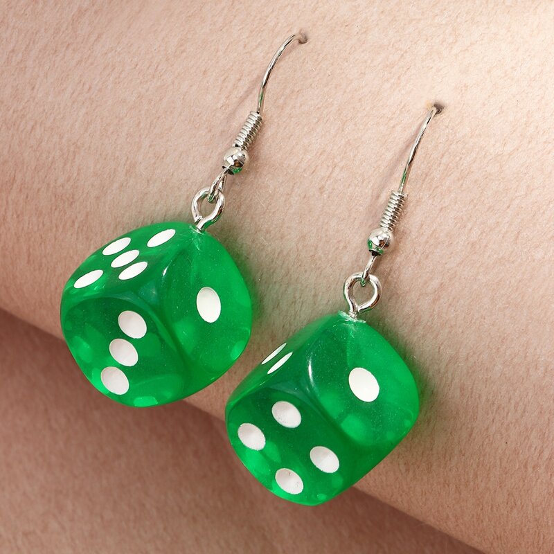 

Dice Drop Earrings, Dark green