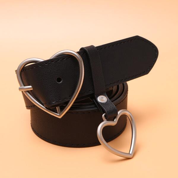 

Men Heart Buckle Belt, Black