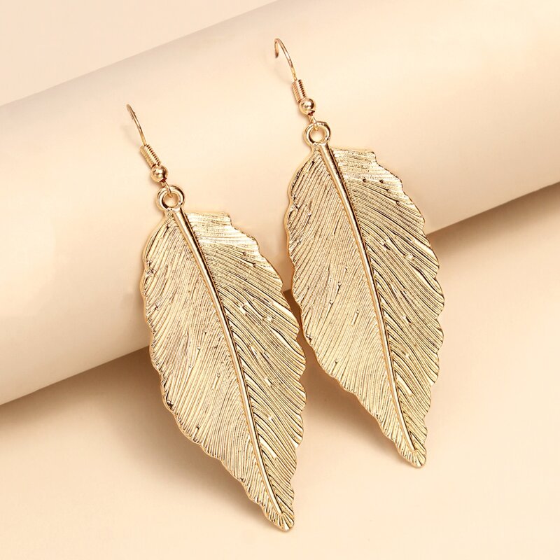 

Leaf Drop Earrings, Gold