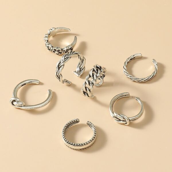 

7pcs Knot Design Toe Ring, Antique silver