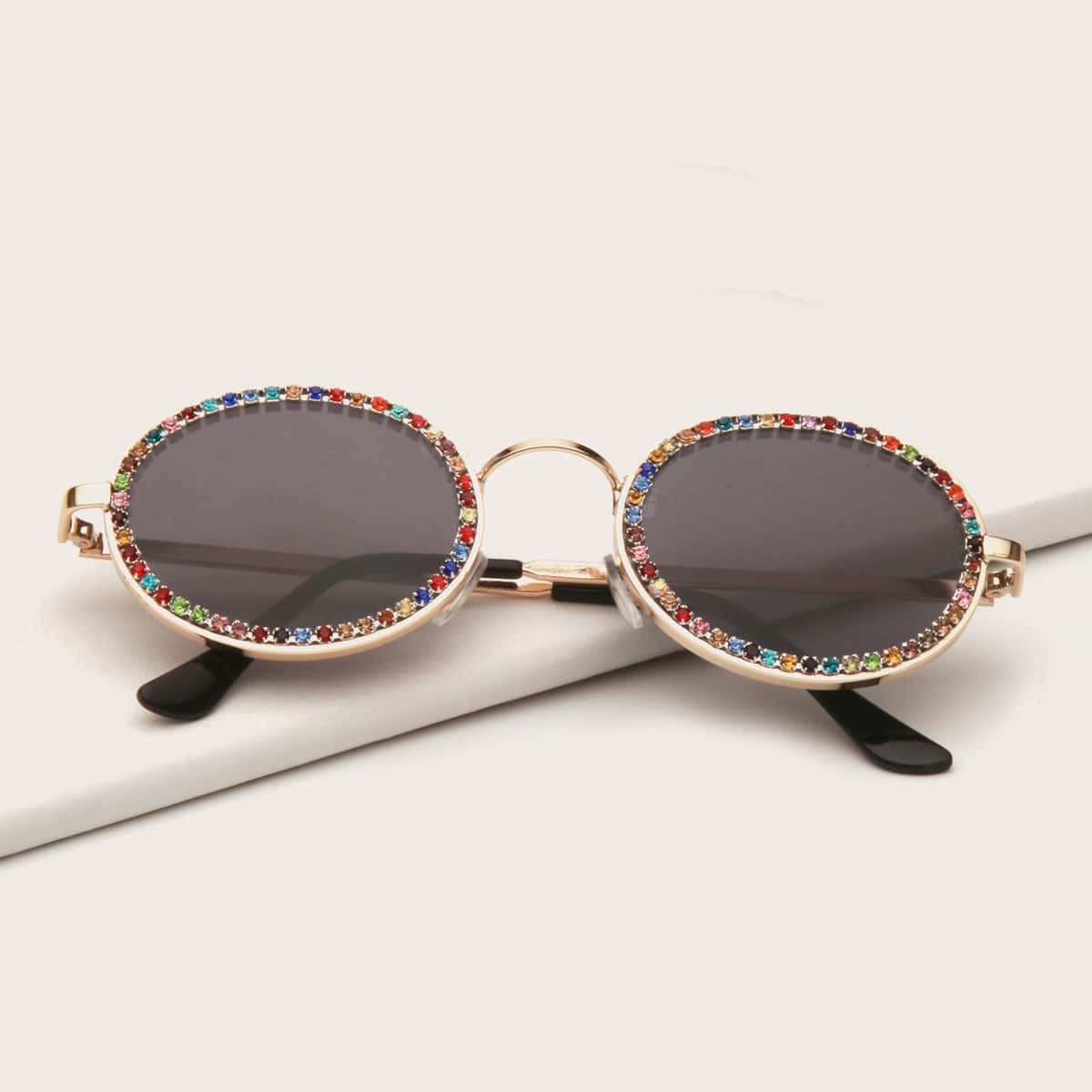 

Rhinestone Metal Frame Sunglasses