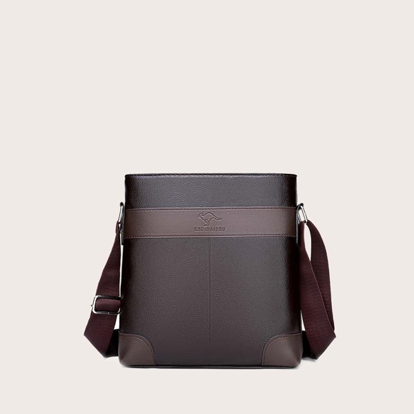 

Men Letter Graphic Crossbody Bag, Brown