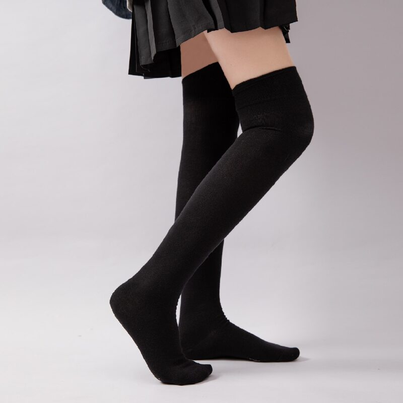 

Solid Over Knee Length Socks, Black