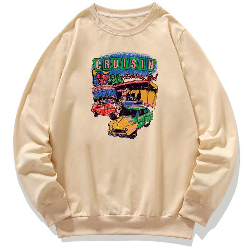 

Guys Letter & Car Print Sweatshirt, Beige