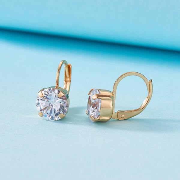 

Rhinestone Decor Earrings, Gold
