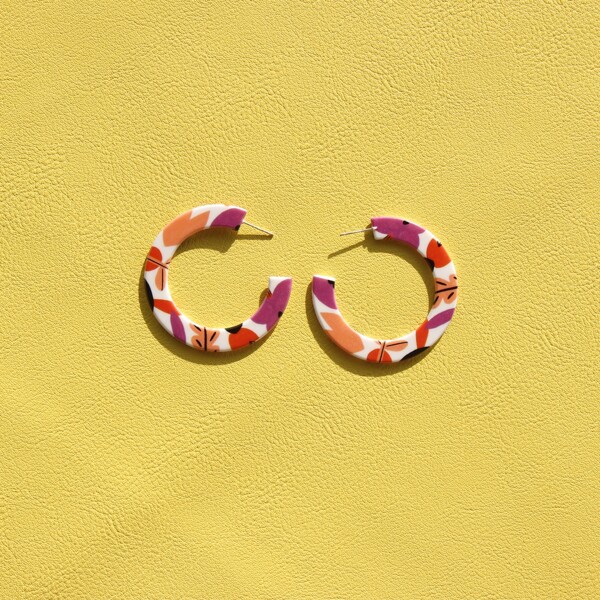 

Cuff Hoop Earrings, Multicolor