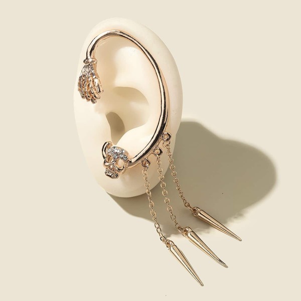 

Rhinestone Skull Design Earrings, Gold