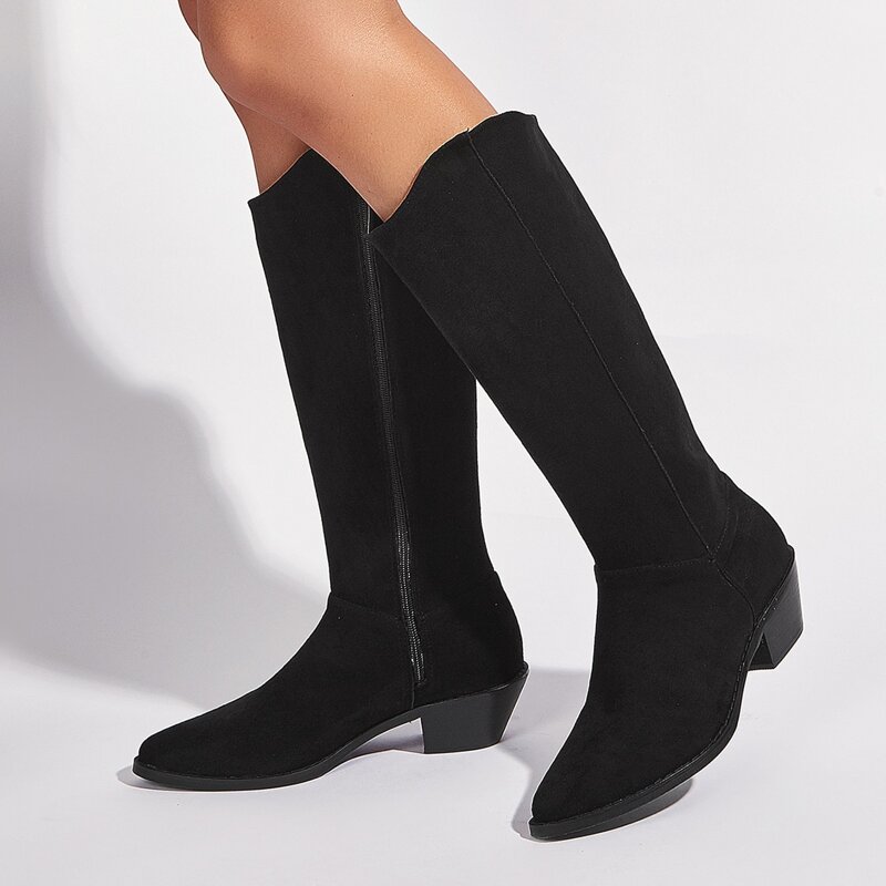 

Minimalist Chunky Heeled Boots, Black