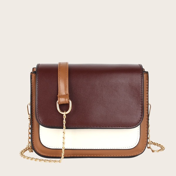 

Color Block Chain Bag, Burgundy