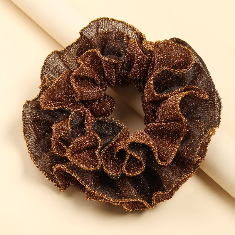 

Glitter Mesh Scrunchie, Coffee brown